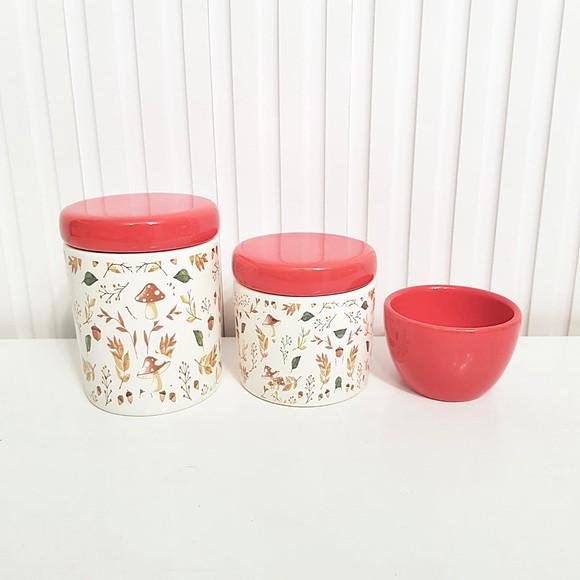 Kit Higiene Bebê Menina 3 Peças Bosque Cogumelo - Vermelho