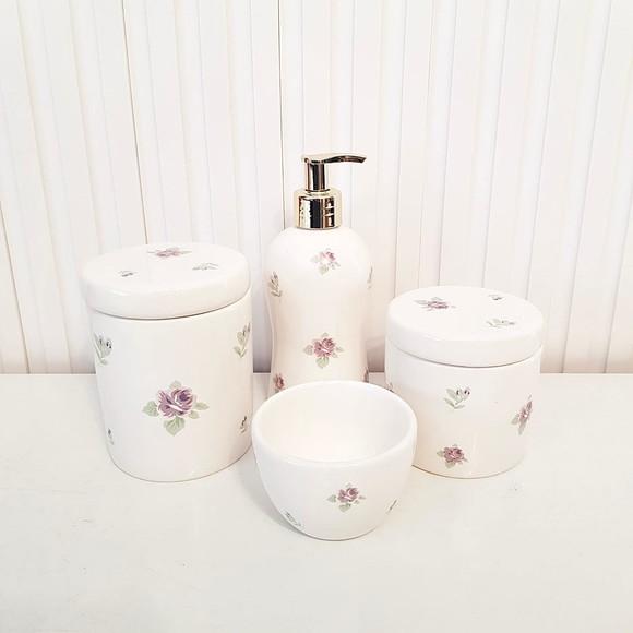 Kit Higiene Bebê Menina 4 Peças Floral Lilás