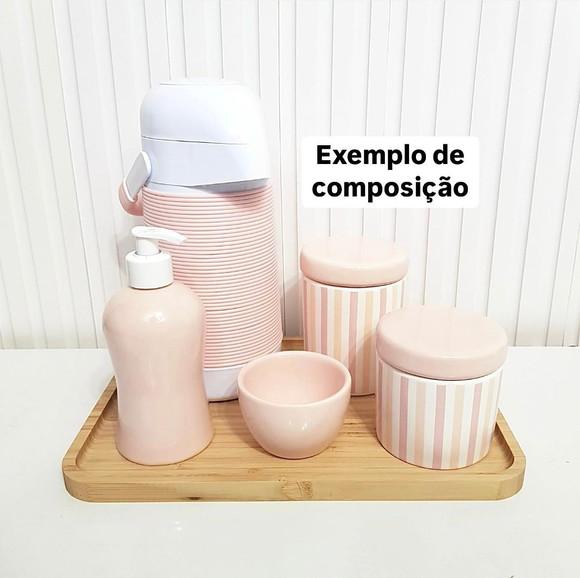 Kit Higiene Bebê Menina 3 Peças Listras Rosa Rosé