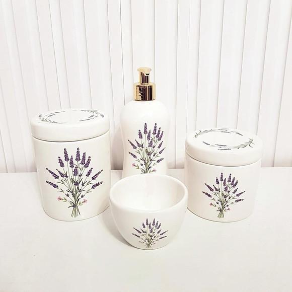 Kit Higiene Bebê Menina 4 Peças Lavanda - Tampa Estampada