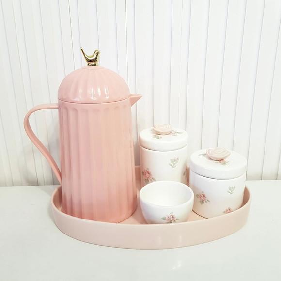 Kit Higiene Bebê Menina Floral Rosé - Oval + Térmica Bird
