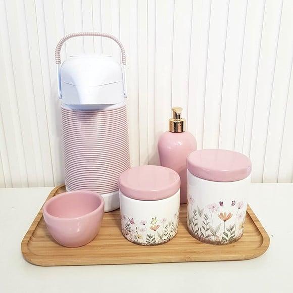 Kit Higiene Bebê Menina Jardim Encantado Floral Rosa Bebê