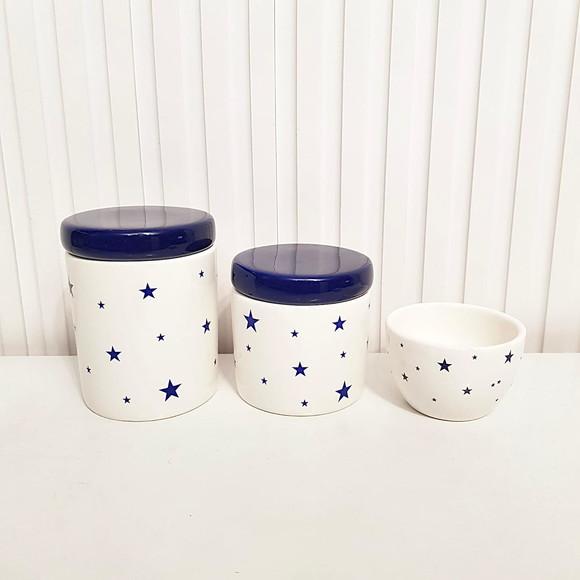Kit Higiene Bebê Menino 3 Peças Estrelinhas Azul Marinho