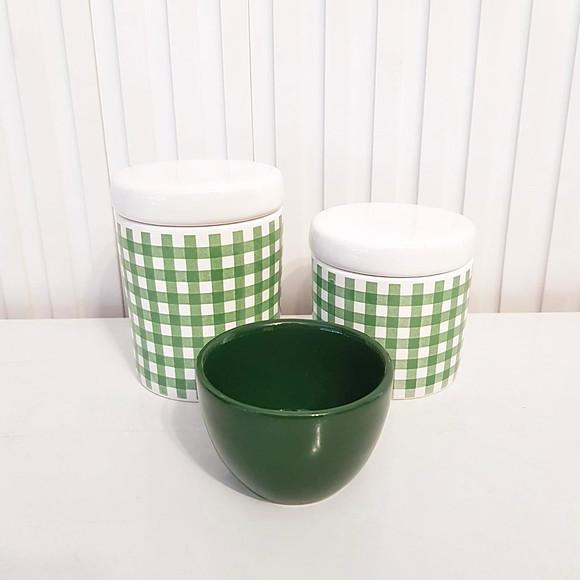 Kit Higiene Bebê Menino 3 Peças Xadrez Vichy Verde Escuro