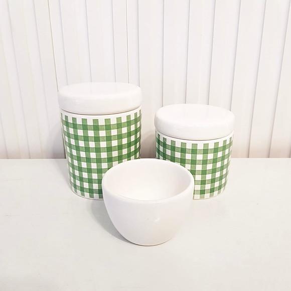 Kit Higiene Bebê Menino 3 Peças Xadrez Vichy Verde Escuro