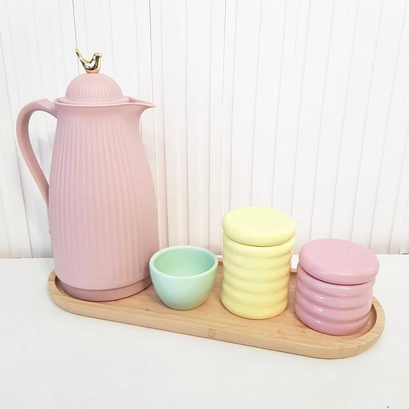 Kit Higiene Bebê Ondulado Candy Colors Rosa Amarelo Verde