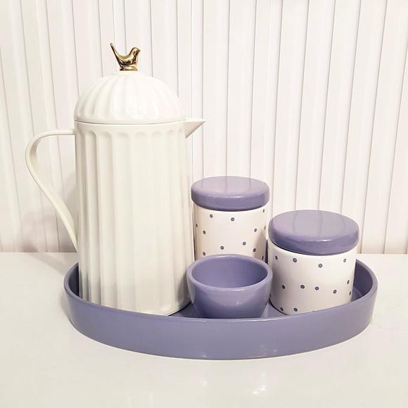 Kit Higiene Bebê Poás Roxo / Lilás - Oval + Térmica Bird