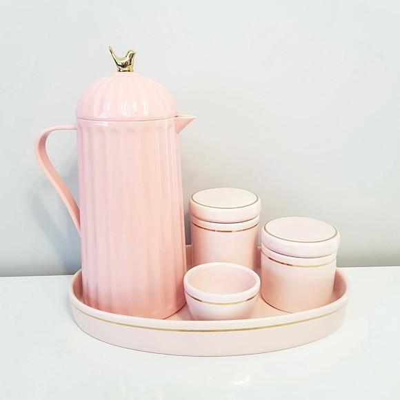 Kit Higiene Bebê Rosé e Filete Dourado Oval - Térm Bird