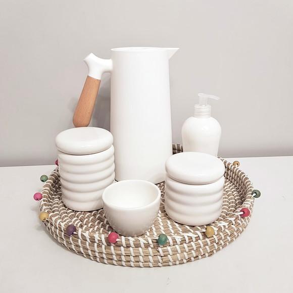 Kit Higiene Bebê Unissex 3 Peças Ondulado Branco