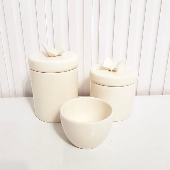 Kit Higiene Bebê Unissex 3 Peças Creme com Aplique Borboleta