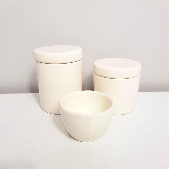 Kit Higiene Bebê Unissex 3 Peças Creme - Tampa Cerâmica