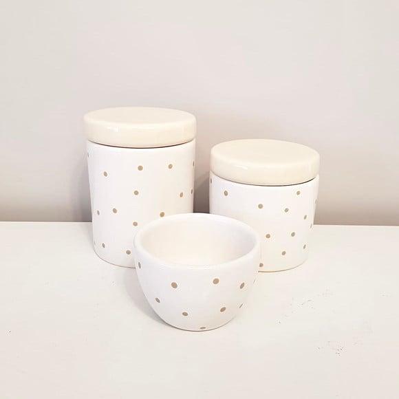 Kit Higiene Bebê Unissex 3 Peças Poás Cáqui - Tampa Creme