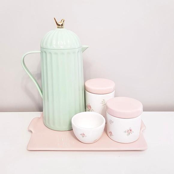 Kit Higiene Bebê Verde, Rosa e Branco Floral - Térmica Bird
