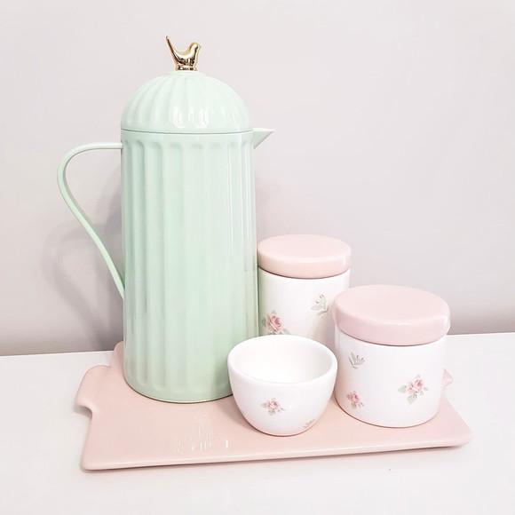 Kit Higiene Bebê Verde, Rosa e Branco Floral - Térmica Bird