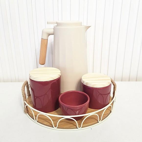 Kit Higiene Bebê Vinho Bordô e Nude - Bandeja Metal