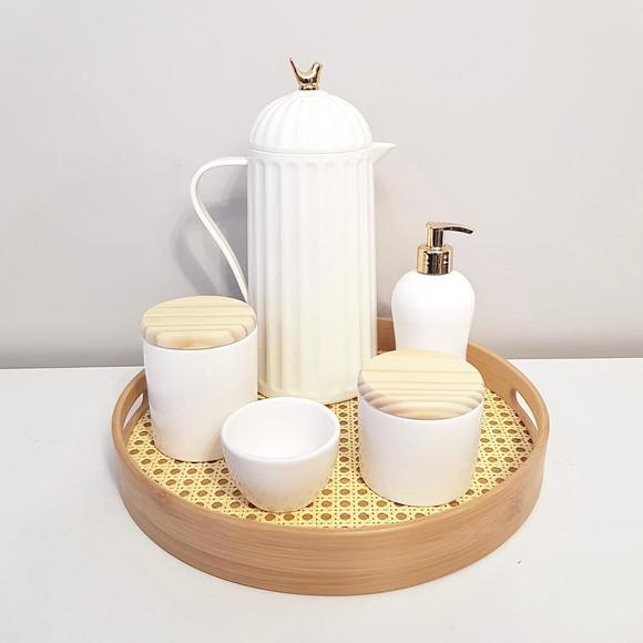 Kit Higiene Branco - Bandeja Palhinha + Térmica Bird