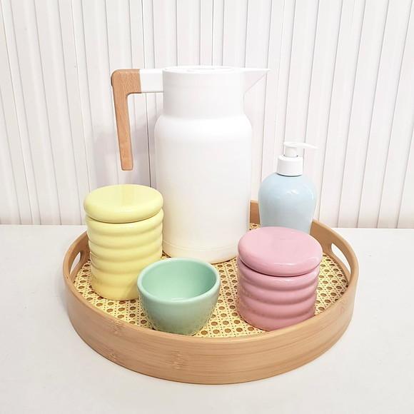 Kit Higiene Ondulado Candy Amarelo Verde Rosa Azul