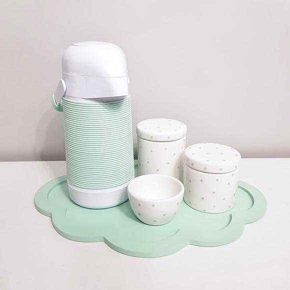 Kit Higiene Poás Verde Bebê - Bandeja Nuvem