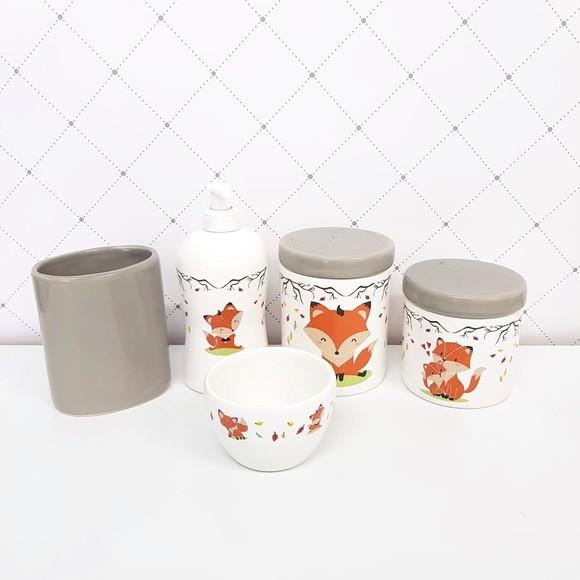 Kit Higiene Raposinha 5 Peças - Cinza