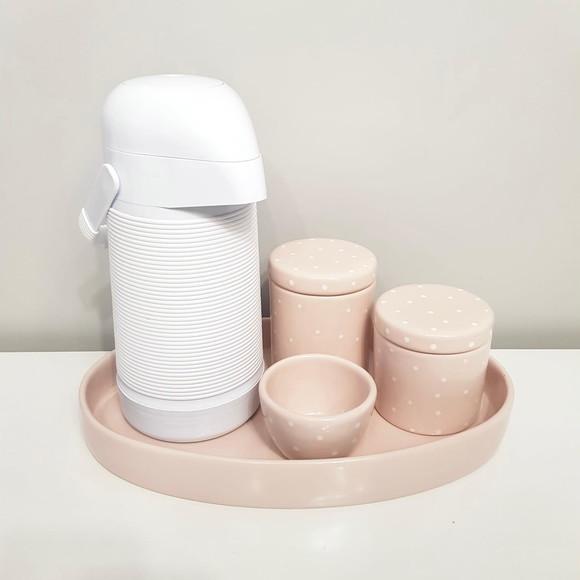 Kit Higiene Rosé e Branco Poás - Bandeja Oval