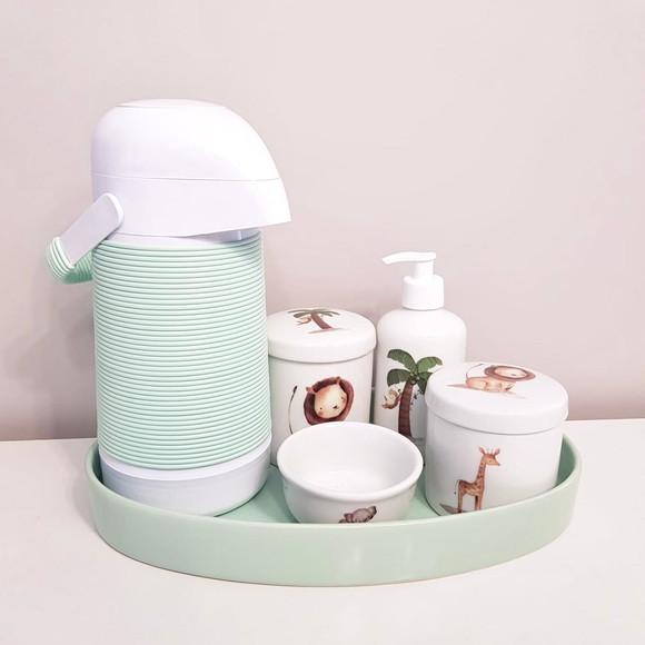 Kit Higiene Safári (animais da Selva) Verde Bebê - Oval