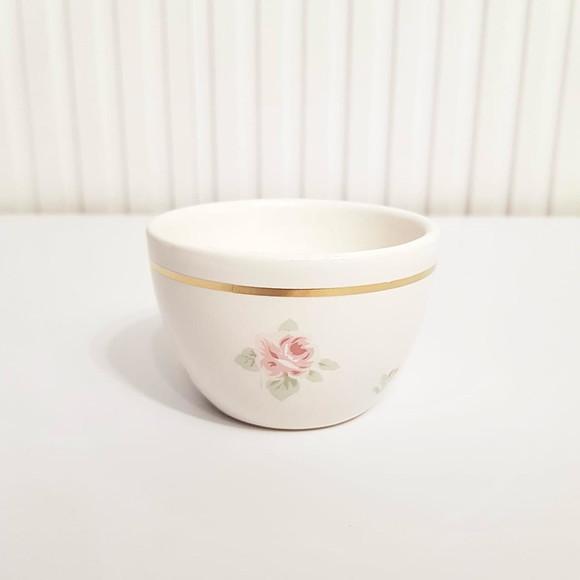 Molhadeira Cerâmica Floral com Filete Dourado
