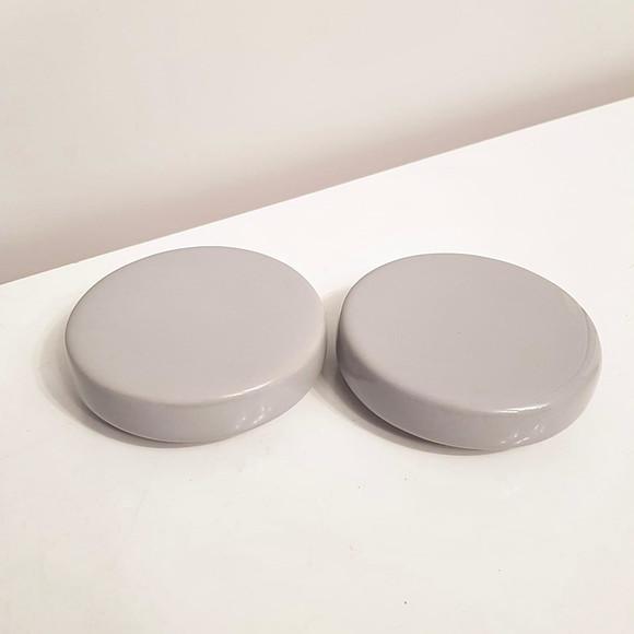 Par de Tampas Cerâmica Cinza para Potes Kit Higiene Bebê