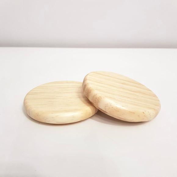Par De Tampas Madeira Pinus Para Potes Kit Higiene Bebê
