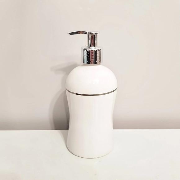 Porta Álcool-gel / Sabonete com Filete Prateado Válvula Luxo