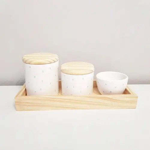 Bandeja 13x33cm Madeira Natural Pinus para Kit Higiene Bebê