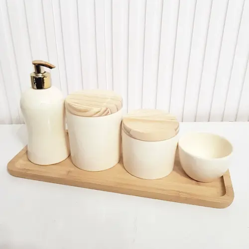 Bandeja 15x36cm Bambu para Kit Higiene Bebê