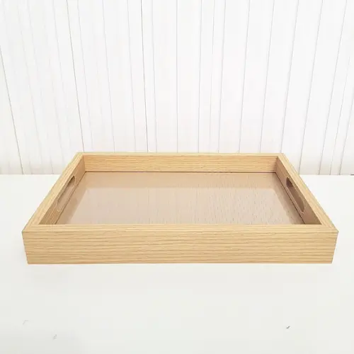 Bandeja 20x30cm Laminada com Fundo Tressê Fendi e Vidro
