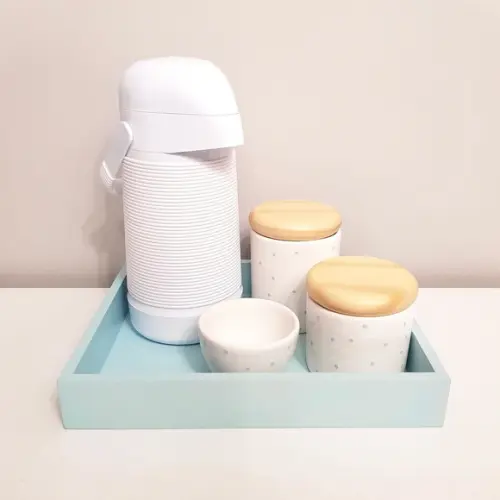 Bandeja 23x29cm Azul Celeste para Kit Higiene Bebê