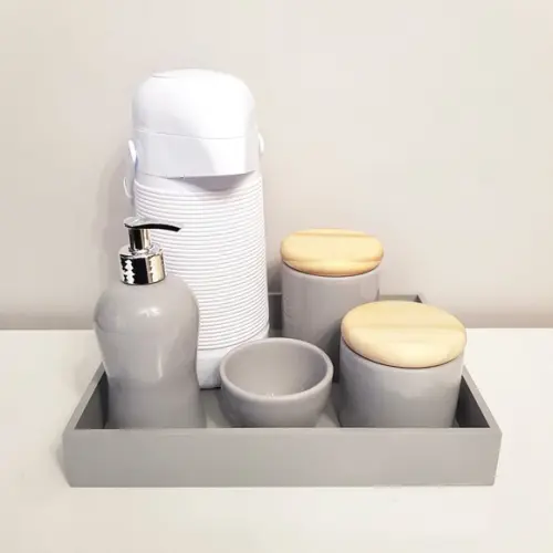 Bandeja 23x29cm Cinza para Kit Higiene Bebê