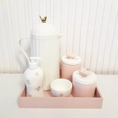 Bandeja 23x29cm mdf Rosa Rosé para Kit Higiene Bebê