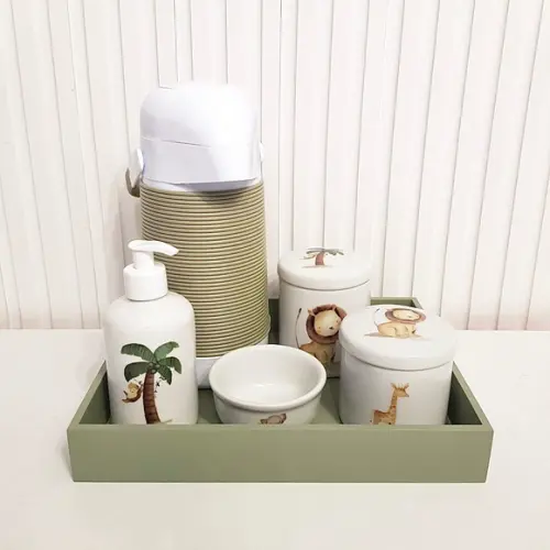 Bandeja 23x29cm Verde Militar / Oliva para Kit Higiene Bebê