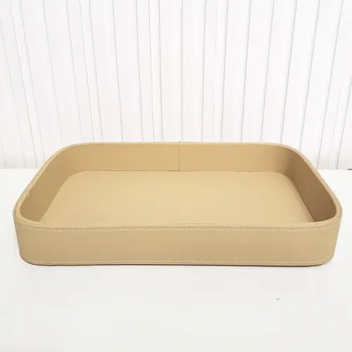 Bandeja 24x36cm Couro Pu Bege Camurça