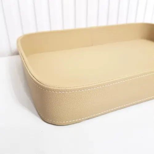 Bandeja 24x36cm Couro Pu Bege Camurça