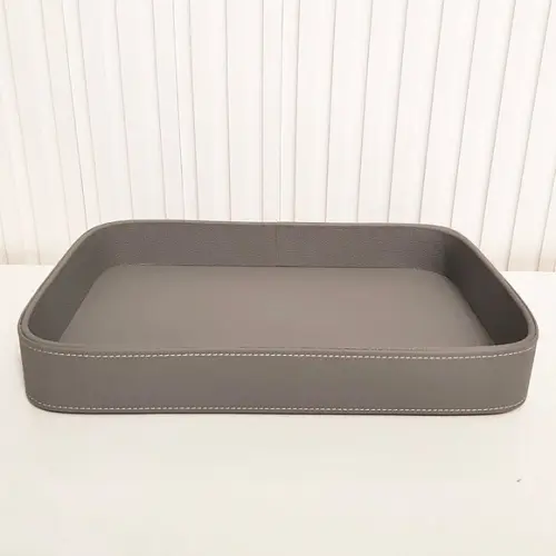 Bandeja 24x36cm Couro Pu Cinza