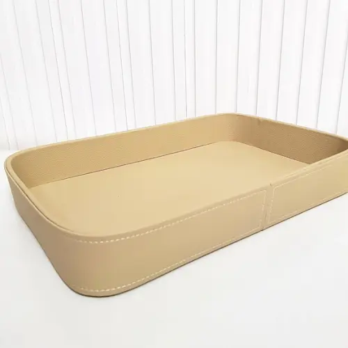 Bandeja 24x36cm Couro Pu Bege Camurça
