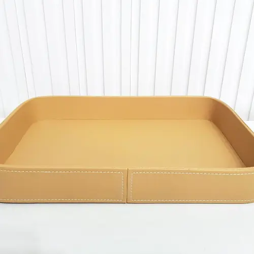 Bandeja 24x36cm Couro Pu Mostarda
