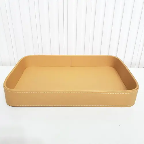 Bandeja 24x36cm Couro Pu Mostarda