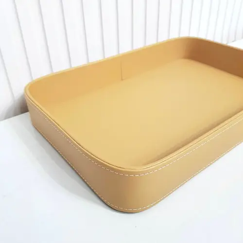 Bandeja 24x36cm Couro Pu Mostarda