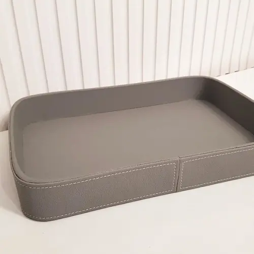 Bandeja 24x36cm Couro Pu Cinza