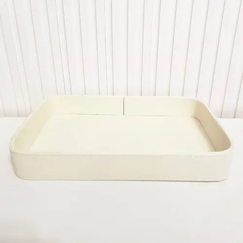 Bandeja 24x36cm Couro Pu Off White