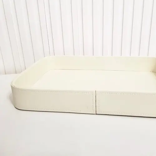 Bandeja 24x36cm Couro Pu Off White