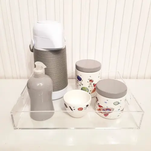 Bandeja 26x35cm Acrílico com Alças para Kit Higiene Bebê