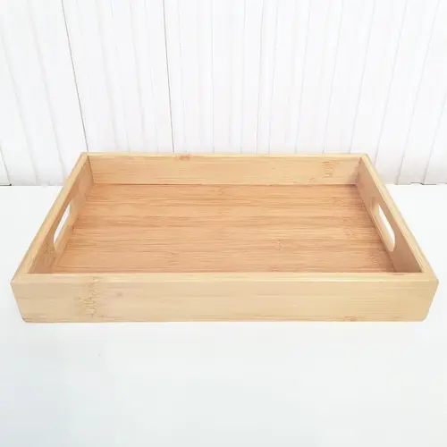 Bandeja de Bambu 22x33cm com Alças Kit Higiene