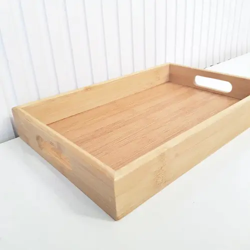 Bandeja de Bambu 22x33cm com Alças Kit Higiene