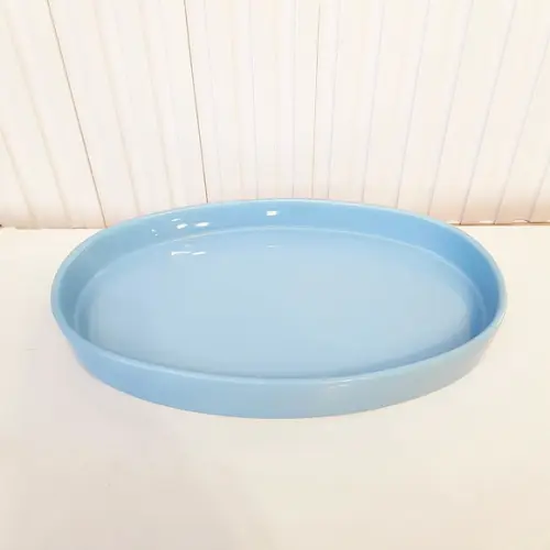 Bandeja de Cerâmica Oval Azul Bebê para Kit Higiene Bebê